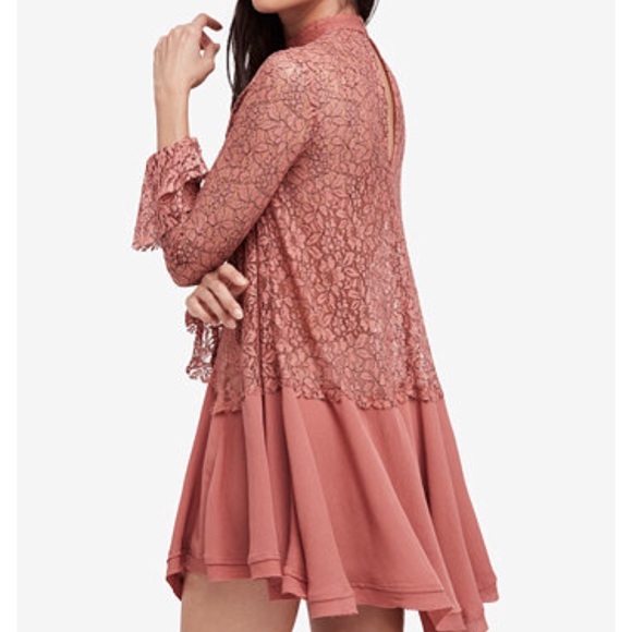 💕NWT Free People Tell Tale Lace Tunic Dress, Mauve, S - Picture 2 of 2